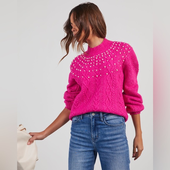 NWOT - Pink Pearl Embellished Sweater - Picture 5 of 9